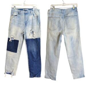 Patchwork Denim Jeans High-rise Two Tone Wash Women's Size 31